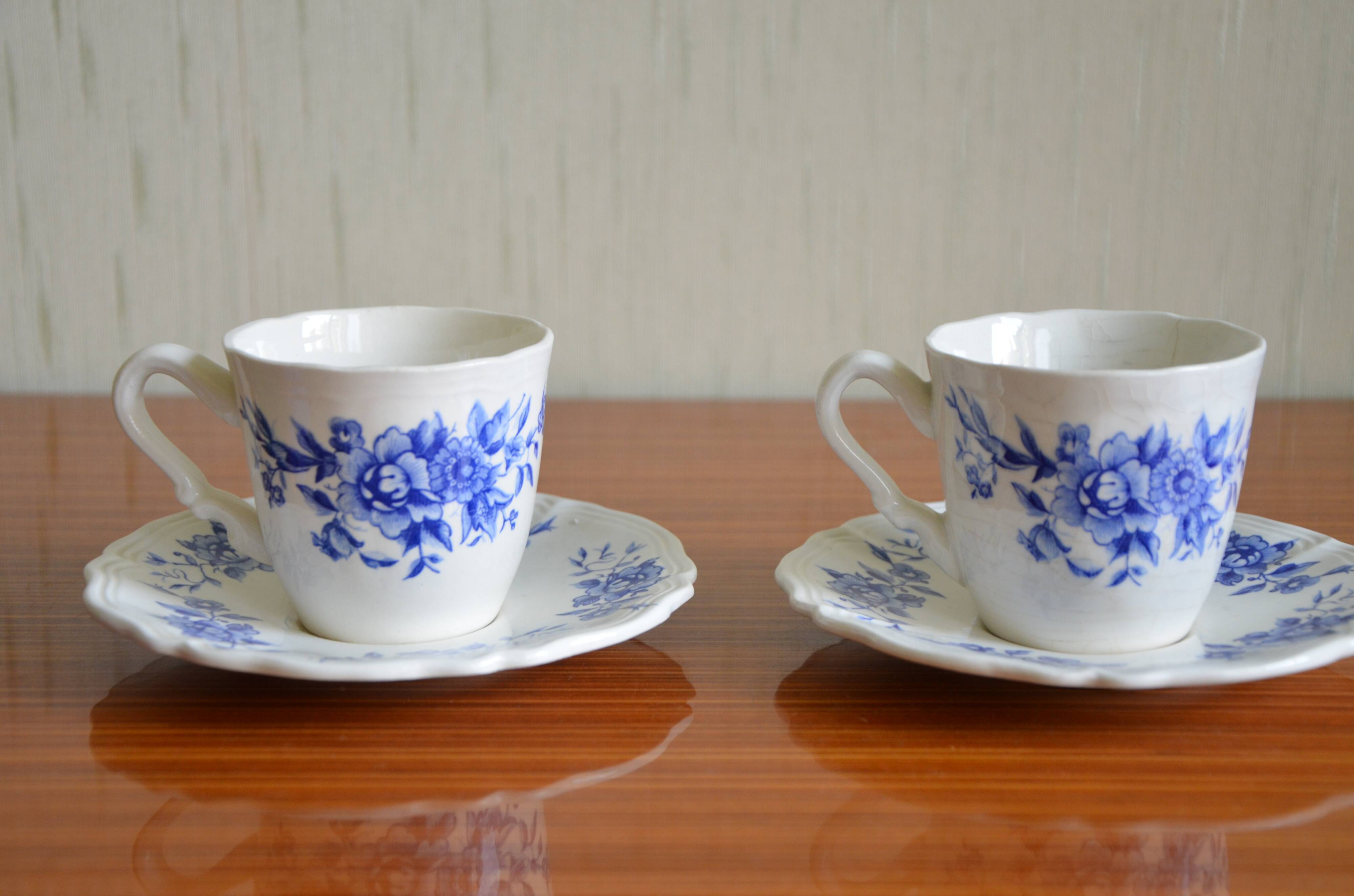Lot of 2 cups and sub-cups Sarreguemines