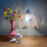 Vintage pink frosted glass lampshade pendant light