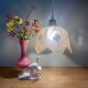 Vintage pink frosted glass lampshade pendant light