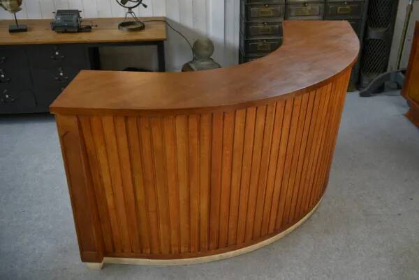 1950s curved oak counter/bar