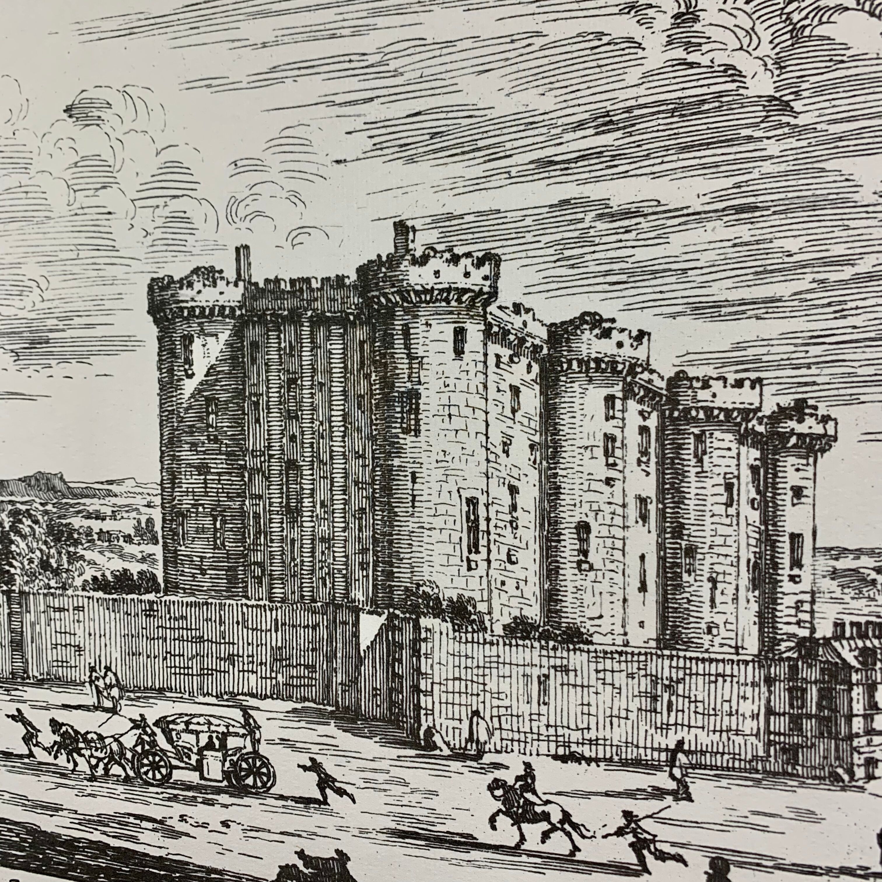 Affiche d'après lithographie d'Israel Silvestre du 18e s  "Ancienne vue du Château de la Bastille"