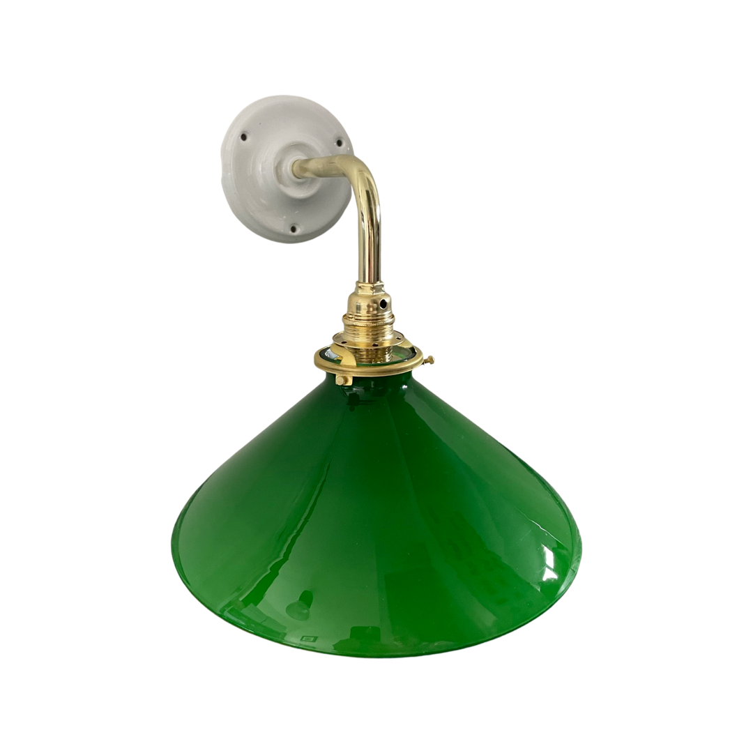 Wall lamp in green opaline and ceramic