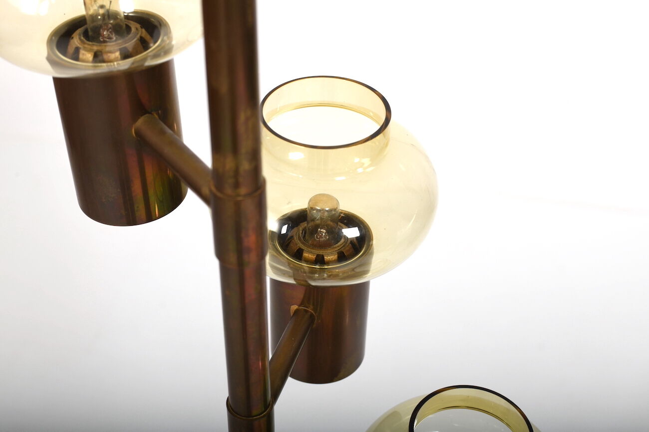 Mid century danish 6 arms brass-chandelier c.1960