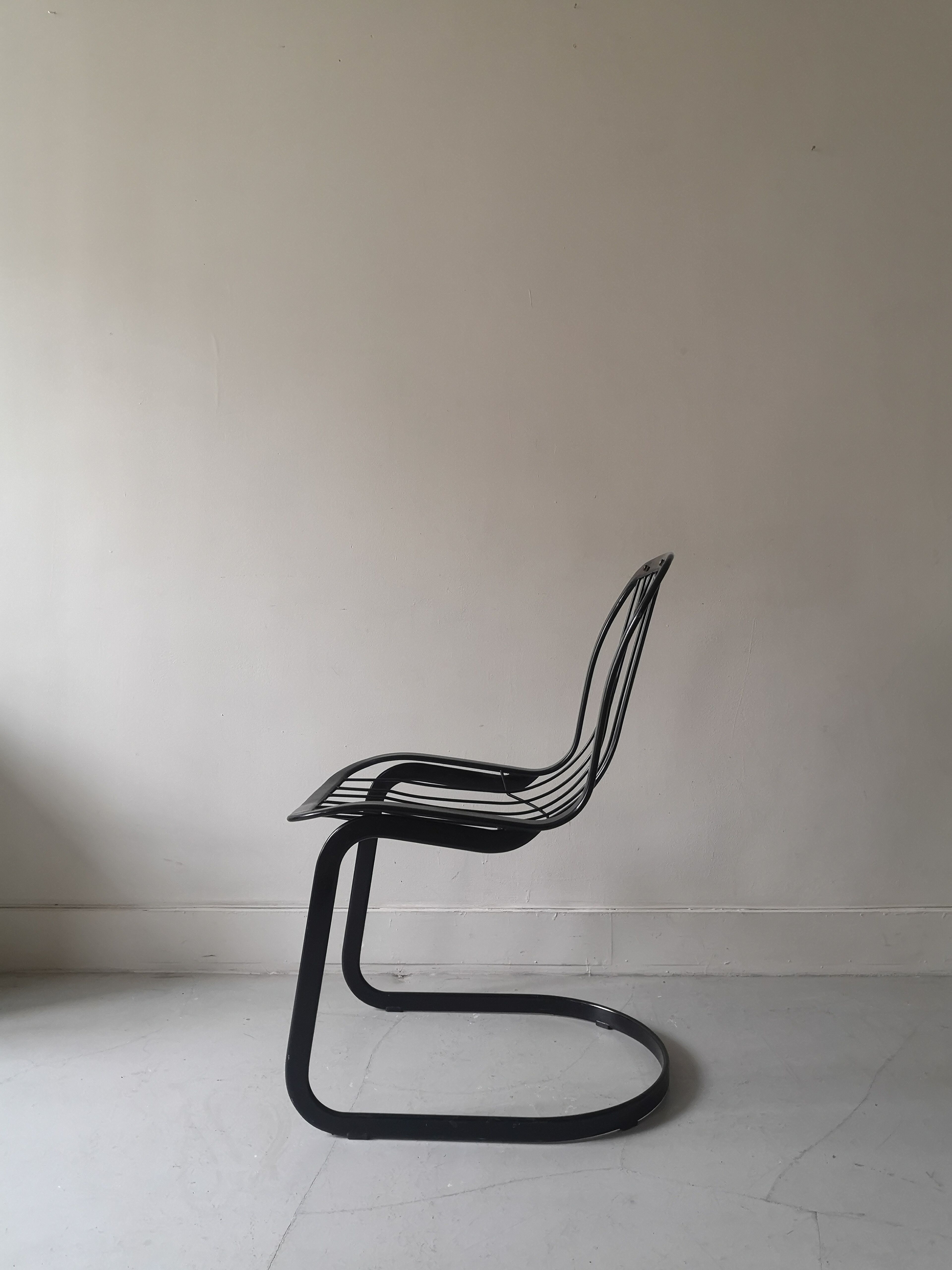 Black metal chair and leather cidue, italy 1970