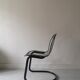 Black metal chair and leather cidue, italy 1970