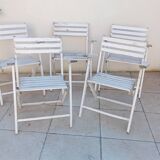 5 vintage wooden garden armchairs gleizes