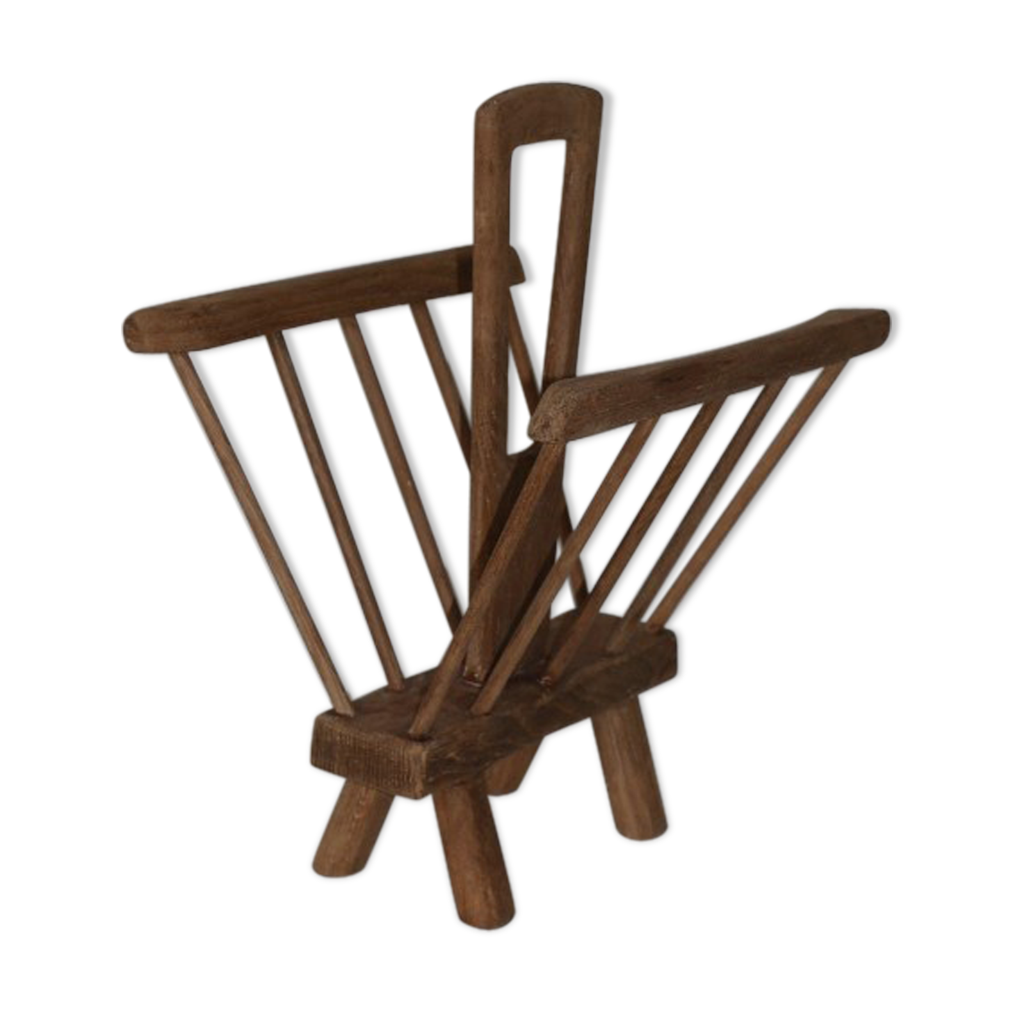 Brutalist magazine holder solid oak A