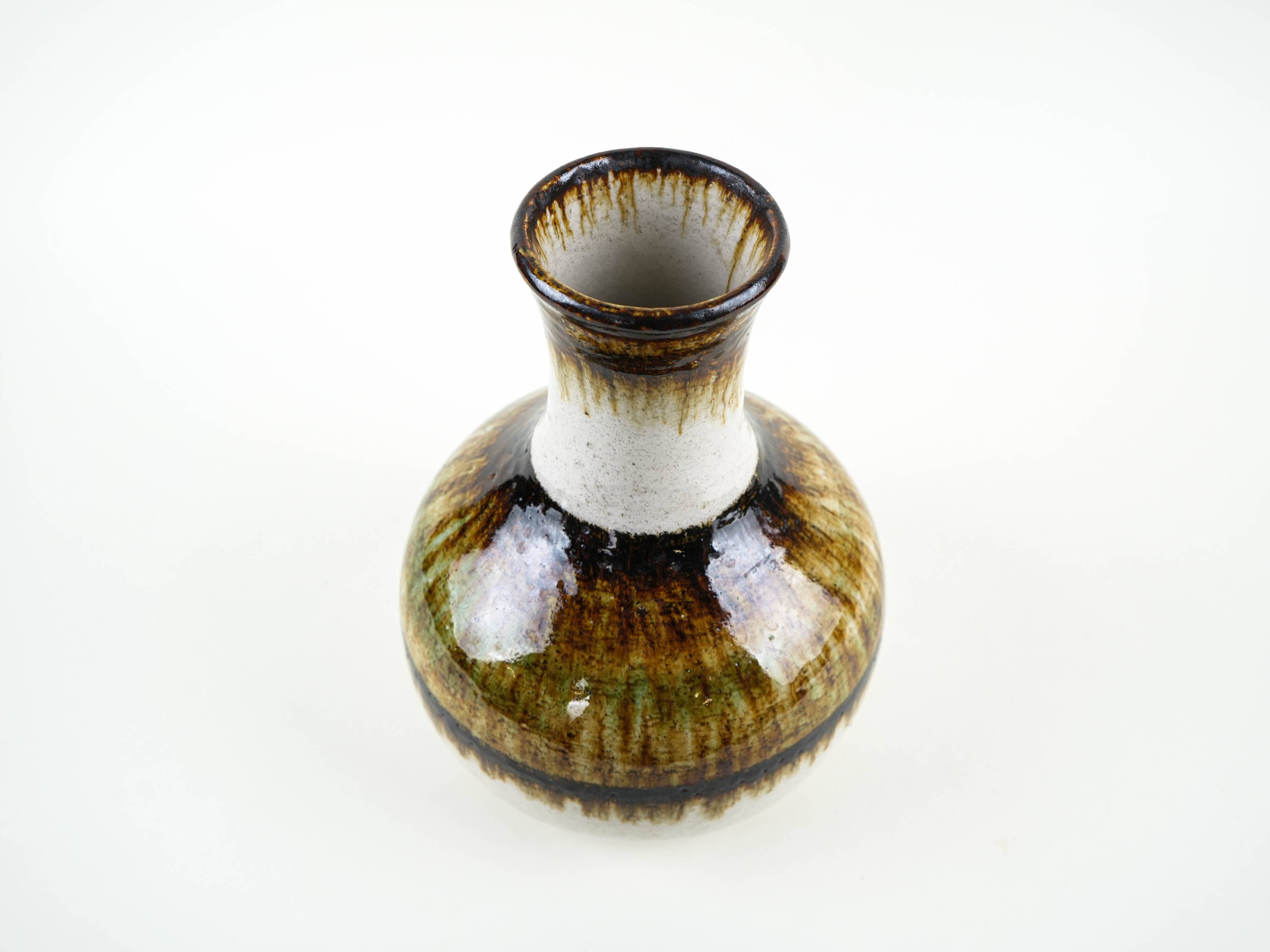 Ceramic vase with drip glaze, German pottery from the 1970s