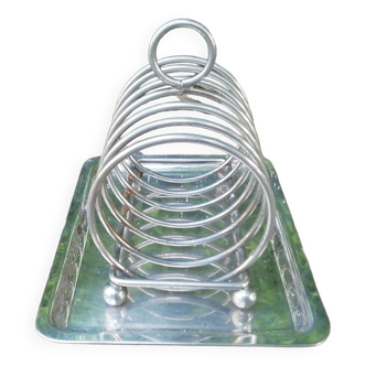 Porte toast metal argenté avec support