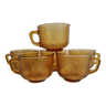 6 Tasse à thé vintage verre de couleur ambre modele sierra