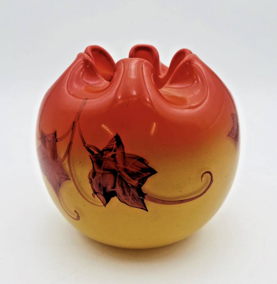 Orange glass paste vase from the 1930s signed DS