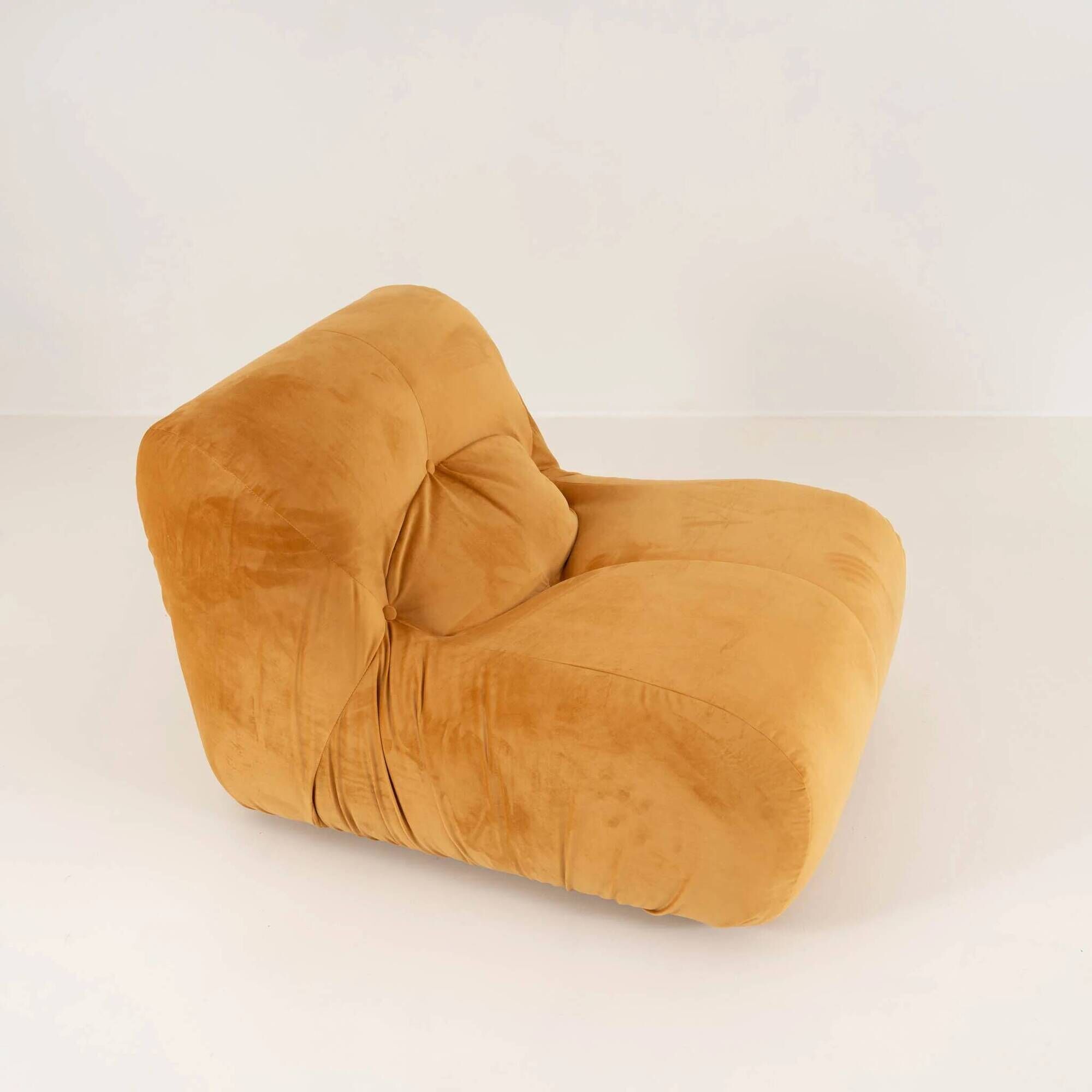 LOUNGE CHAIR NEWLY REUPHOLSTERED IN VELVETY FABRIC