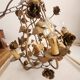Chandelier hand-forged Hollywood Regency rose leaf decorations