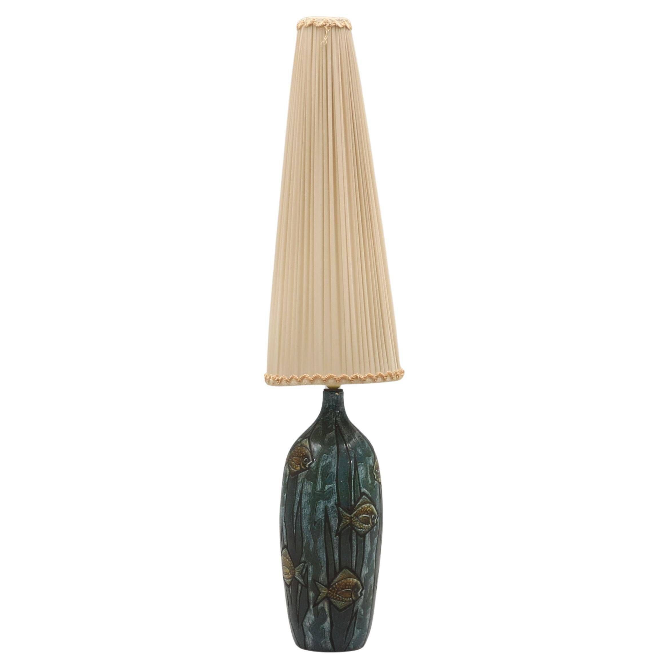 Bonnie Rehnkvist Ceramic table lamp for Torngrens, Falkenberg, Sweden, 1960