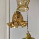 Vintage triple globe waterfall pendant light in amber glass