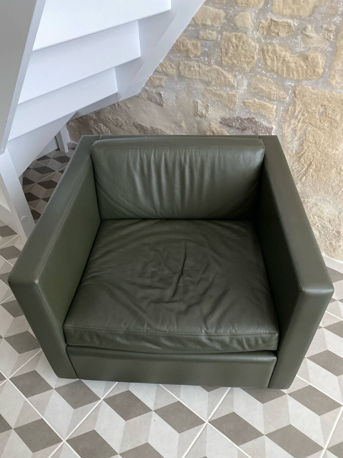 Fauteuil Pfister Knoll cuir kaki