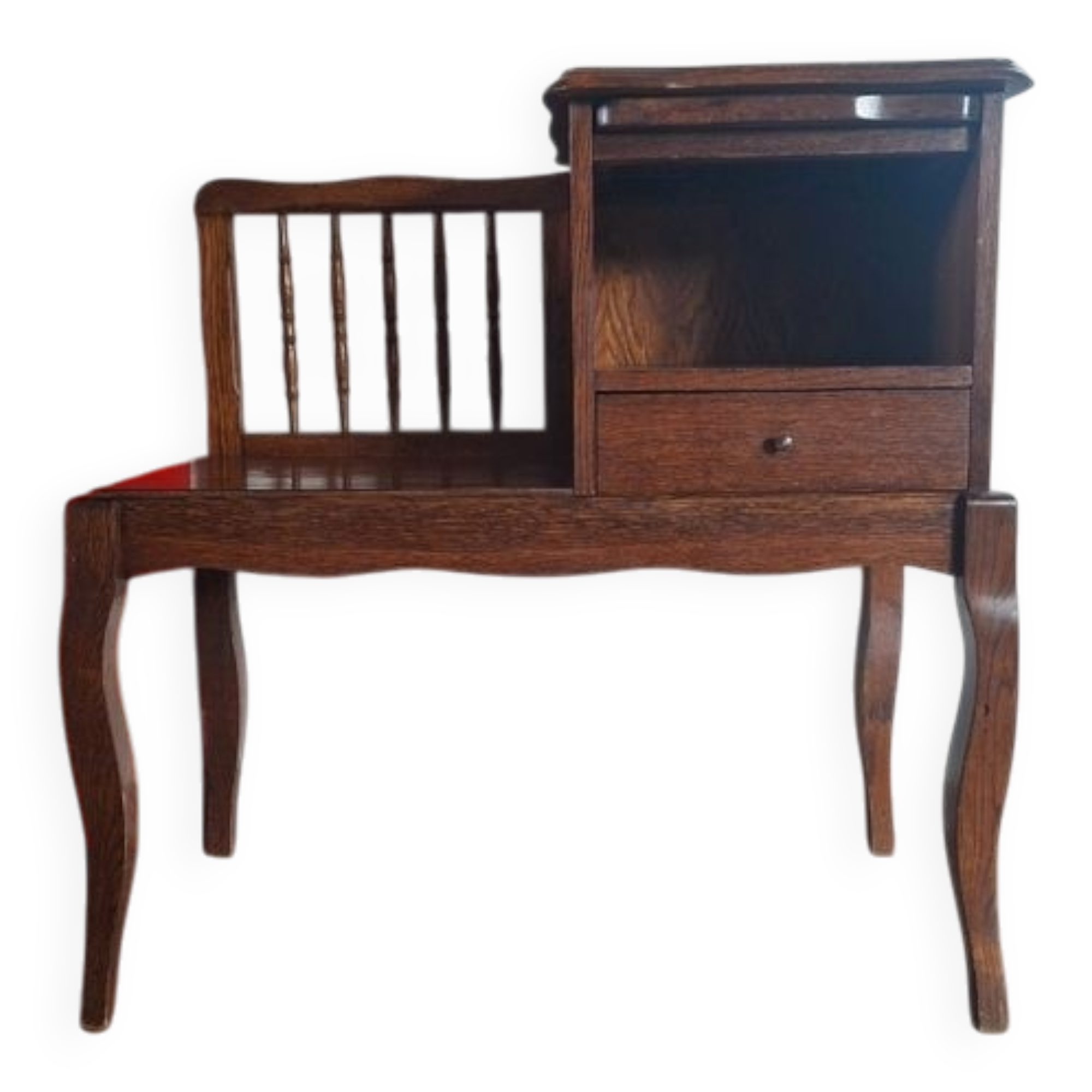 Vintage telephone bench in solid oak