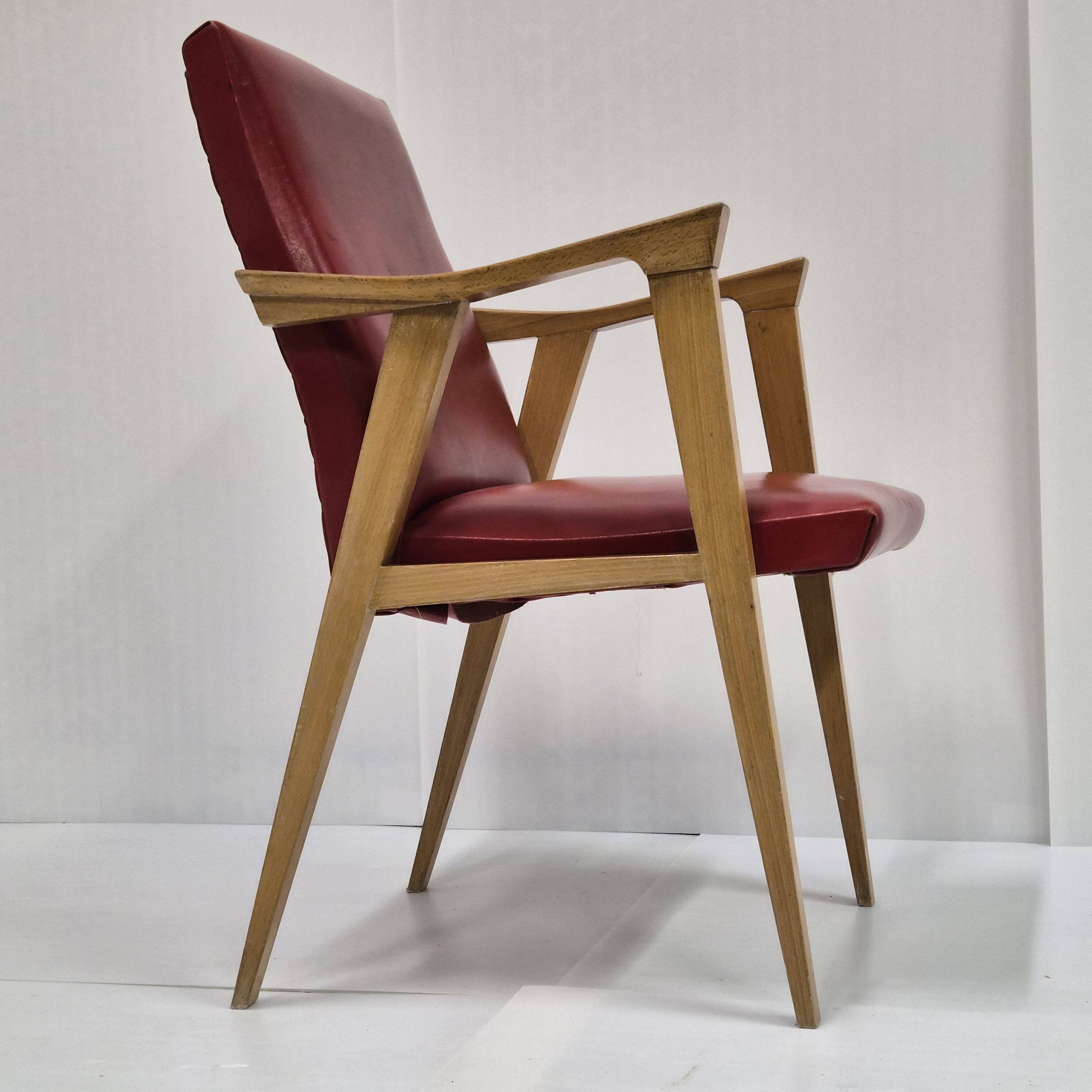 Fauteuil vintage pieds compas 1950