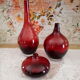 Lot of 3 vintage vases in burgundy red glass 3 sizes
