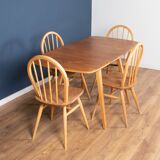 Retro Blonde Ercol Model 383 Dining Table & Four Model 370 Windsor Kitchen Dining Chairs