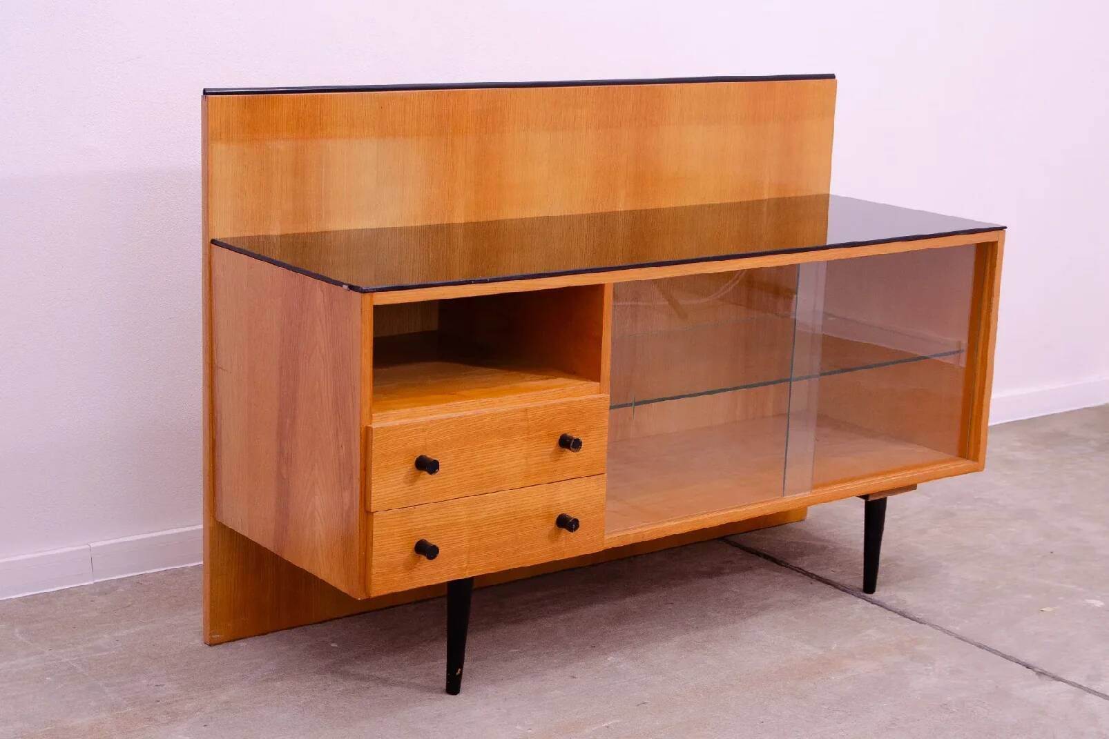Mid-century glazed cabinet bookcase by Mojmír Požár