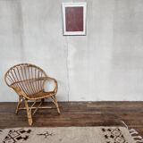 Bohemian armchair shabby chic rattan 1950