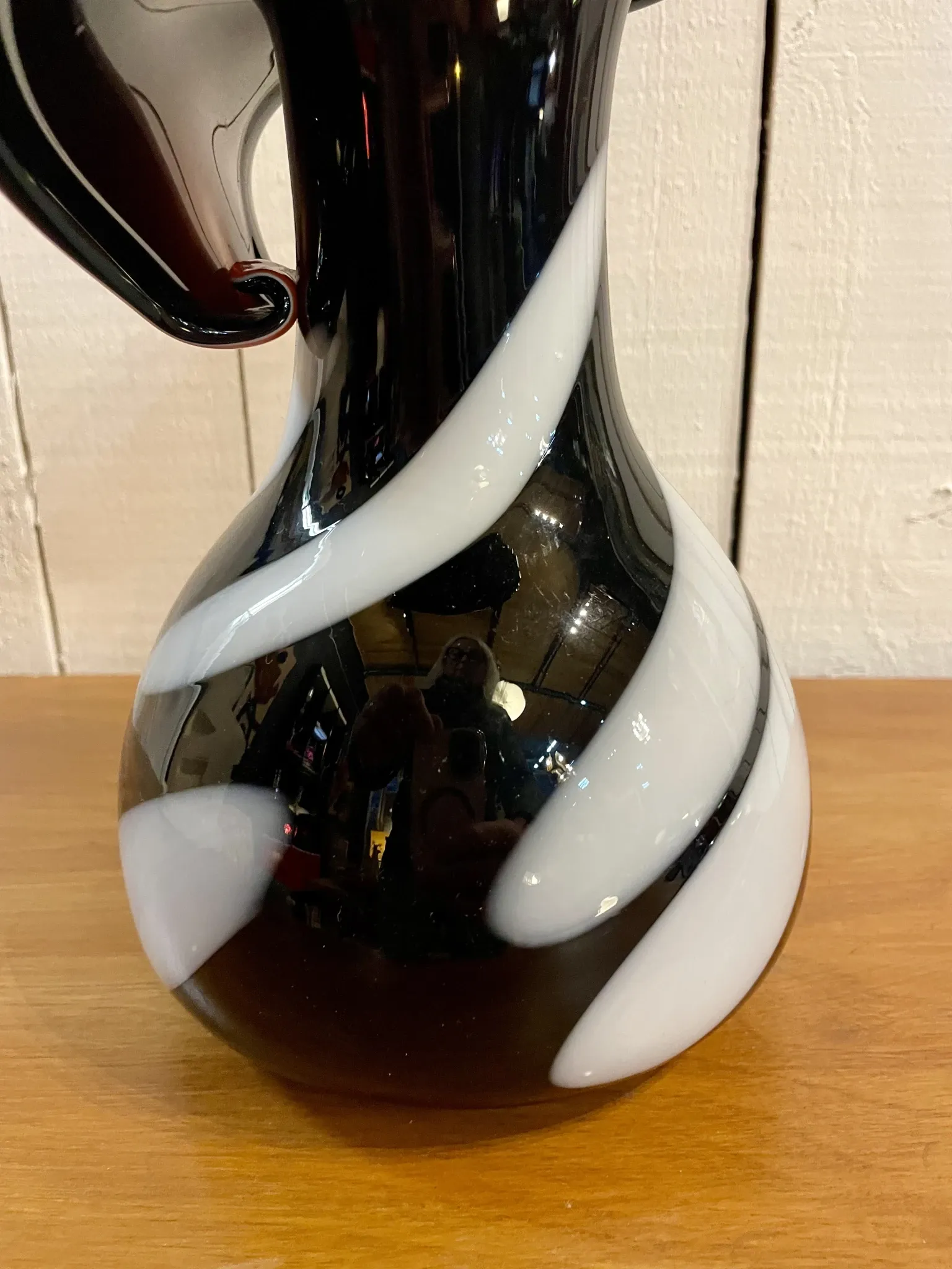 Italian "zebra" glass vase