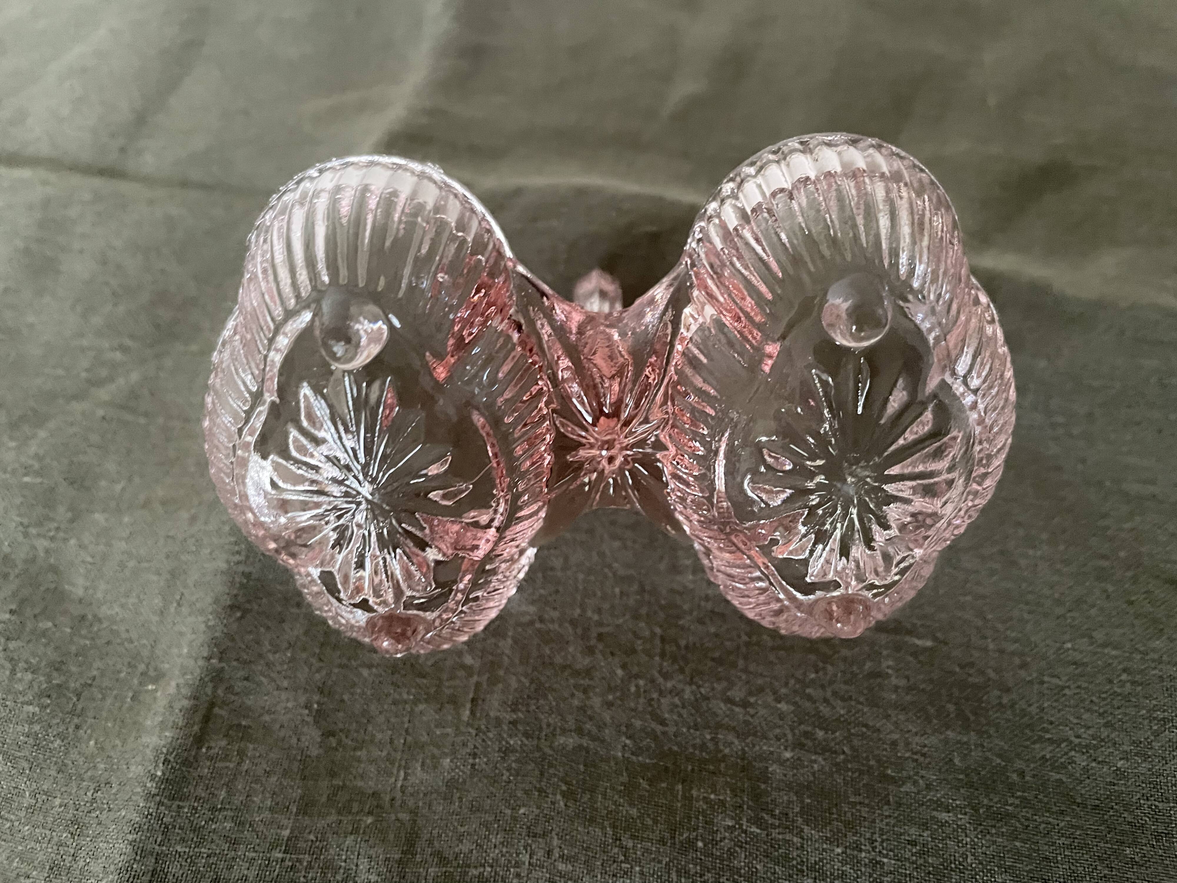 Pink double glass salt shaker