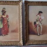 Pair of oils on panel by henri victor lesur