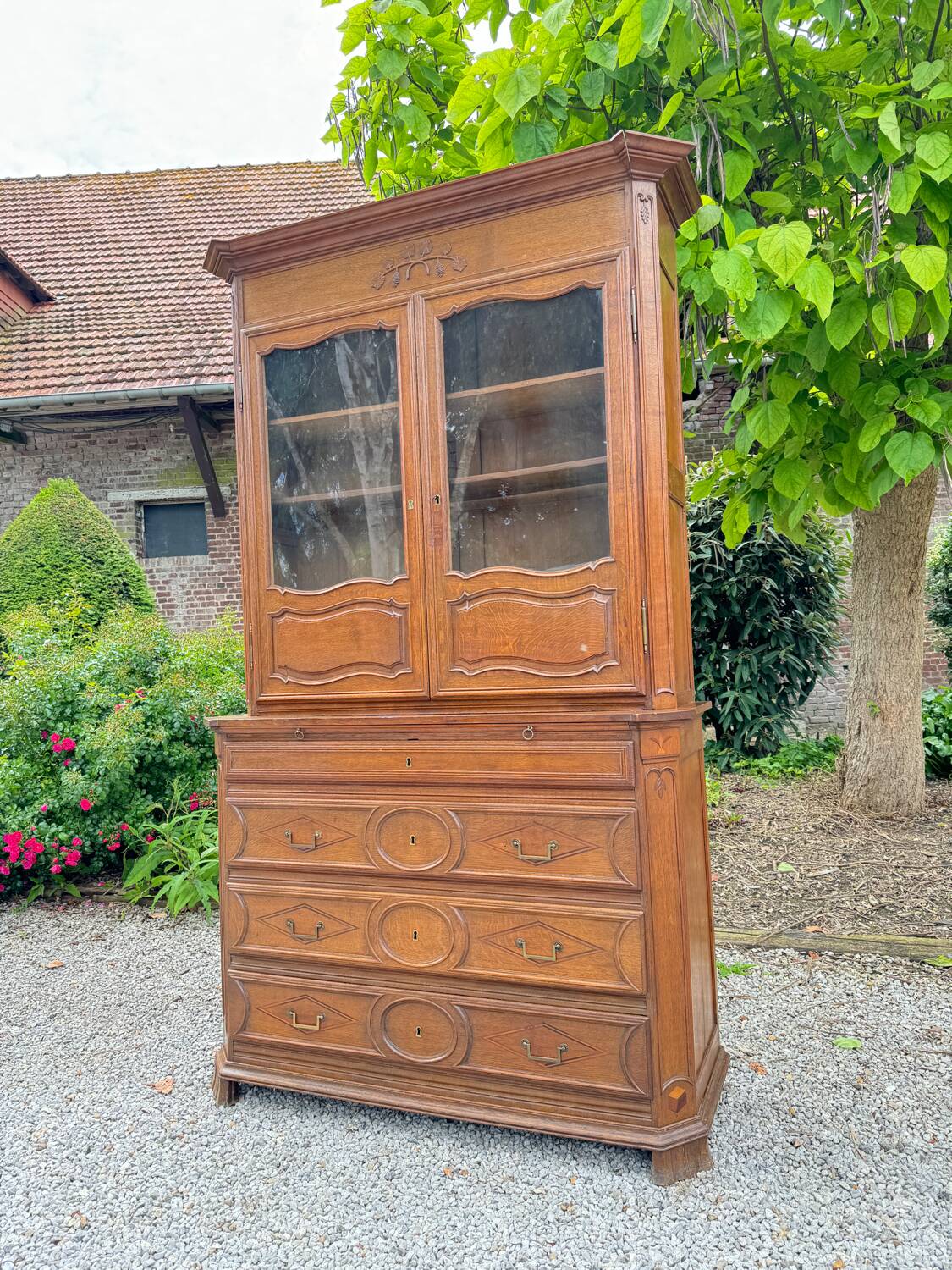 Impressive Castle Commode Forming Showcase From Louis XIV XVIII Eme Century