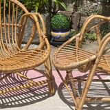 Pair of rattan armchairs