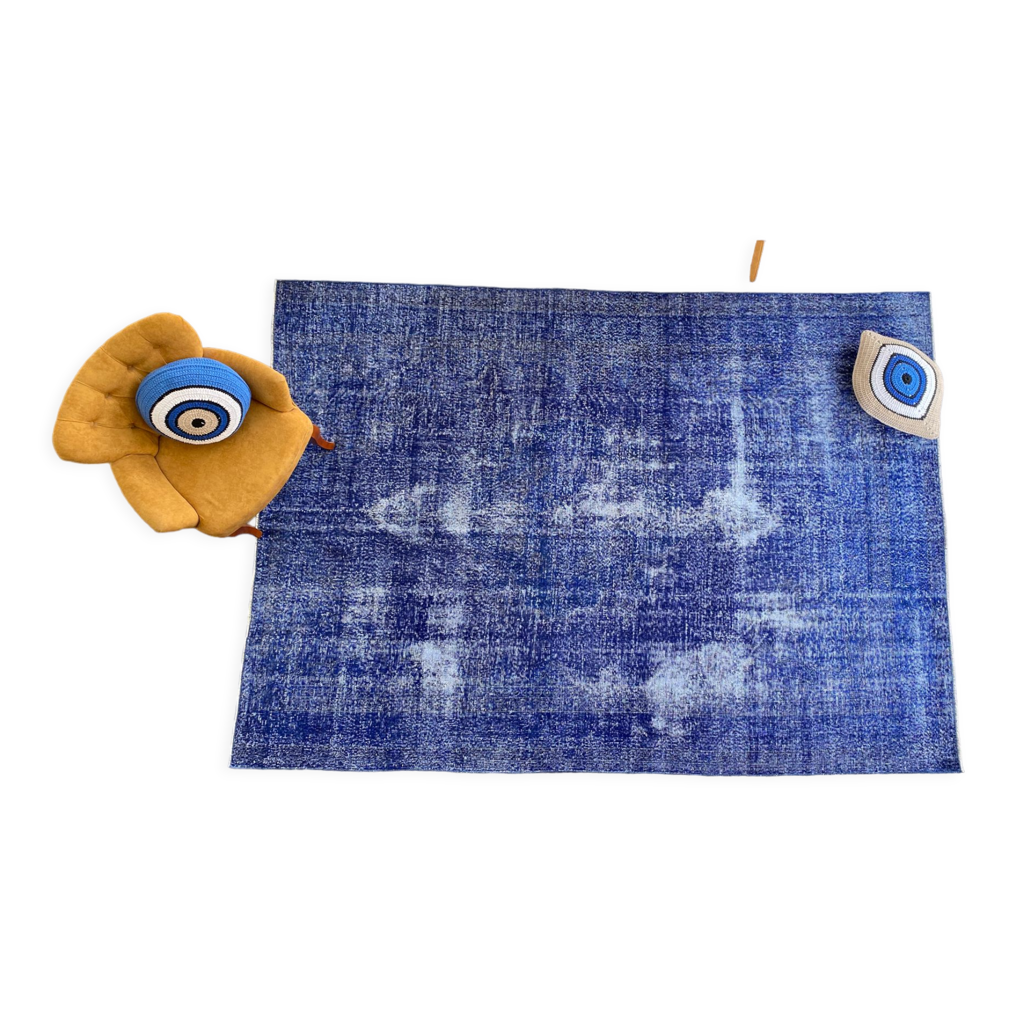 Oushak Rug Navy 7x10 Turkish Rug -Overdyed Rug Cobalt, Rug Living Room