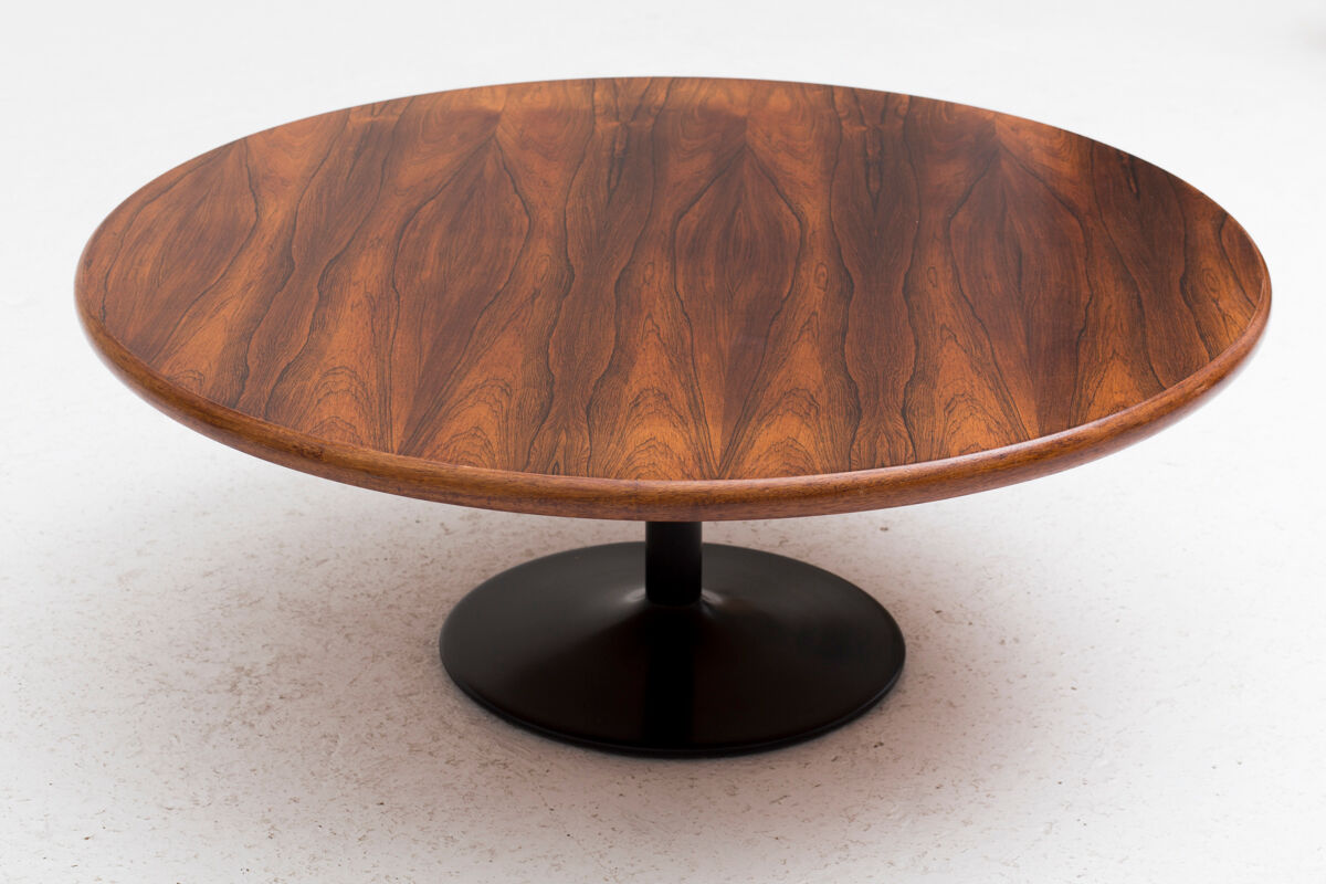 Table basse ronde en palissandre Danemark années 1960