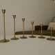 Set of 6 Scandinavian brass candle holders from the 1960s.