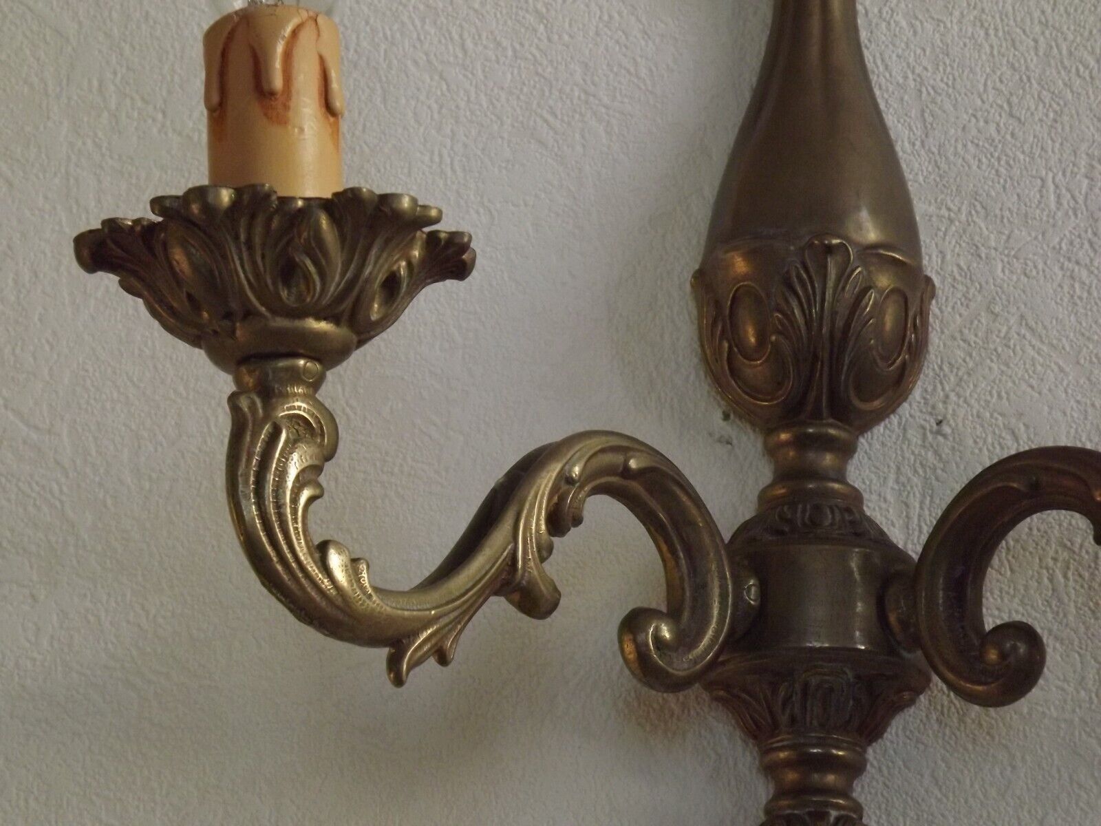 Pair of French vintage bronze traditional  art nouveau double wall lights