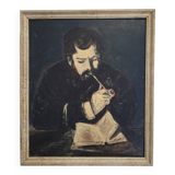 Table Painting Old Painter Portrait Sisley By R. COSTES 20th Century