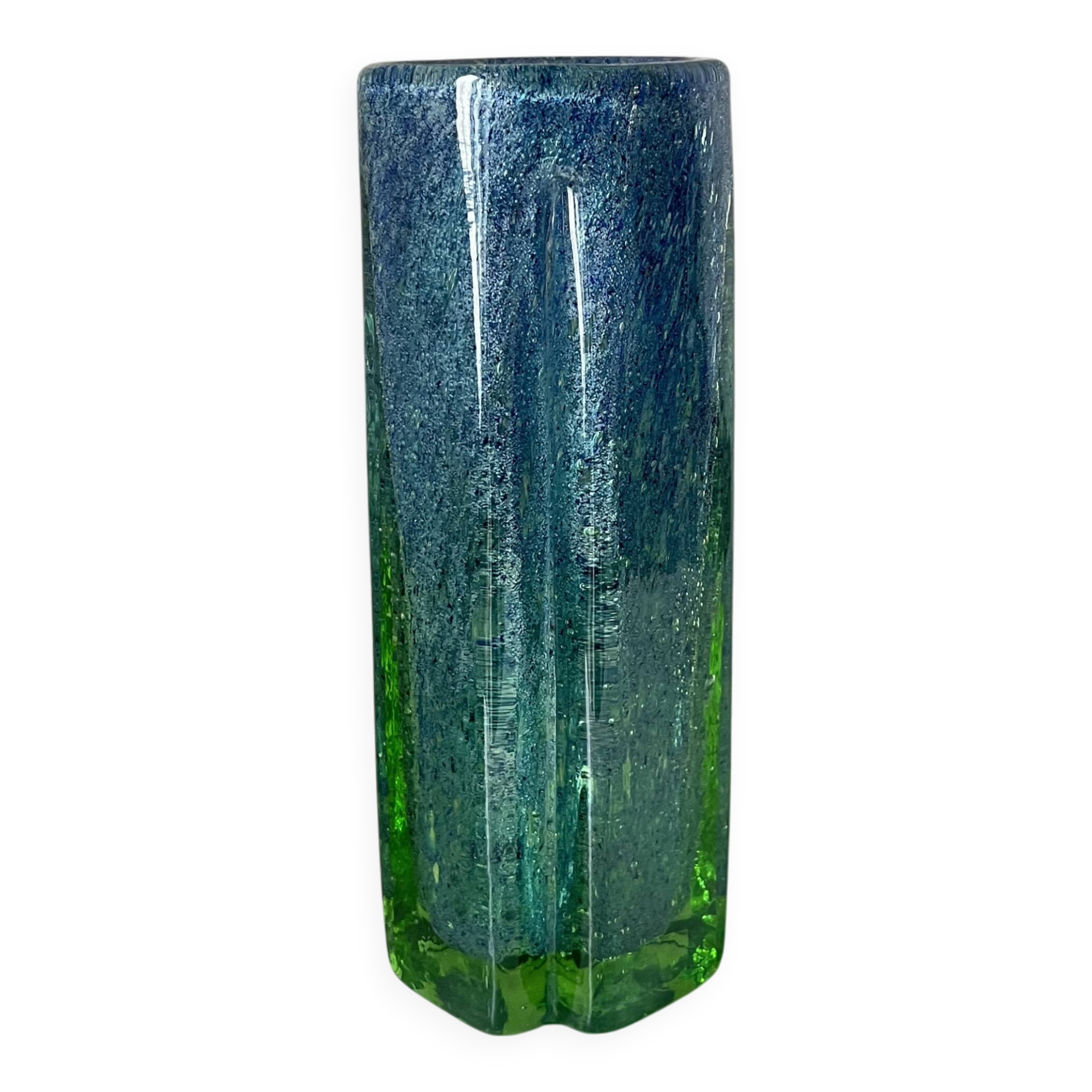 Vase vintage scandinave bleu et vert de Benny Motzfeldt pour Randsfjord