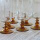 6 vintage brown footed champagne flutes in very good condition