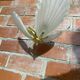 Antique Murano glass shell pendant light + gold-plated metal, wine