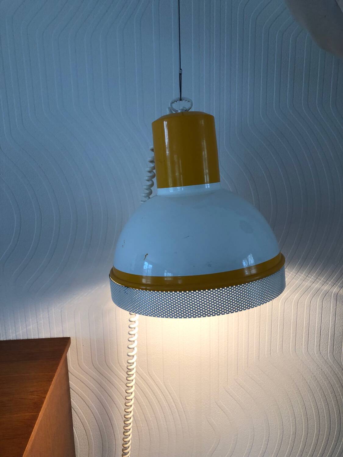 Vintage yellow Cubi Spot industrial pendant light