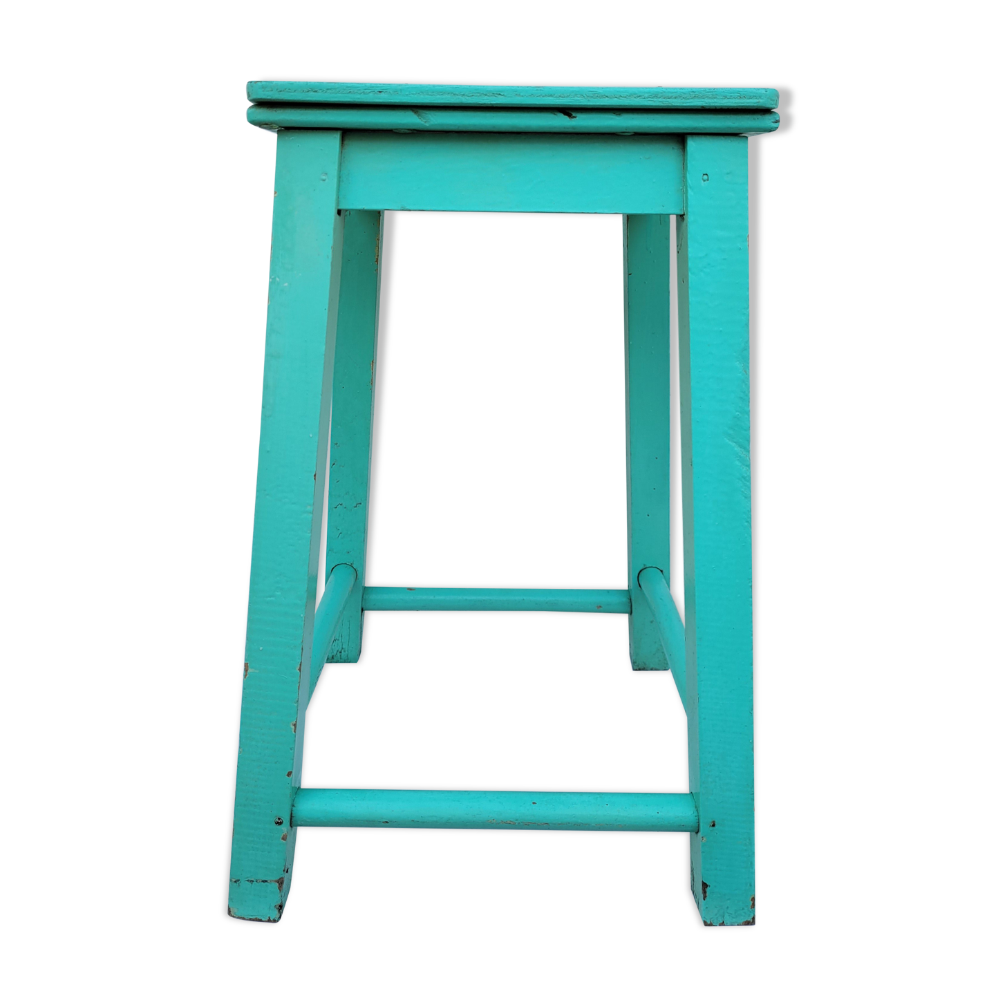 Blue wooden stool