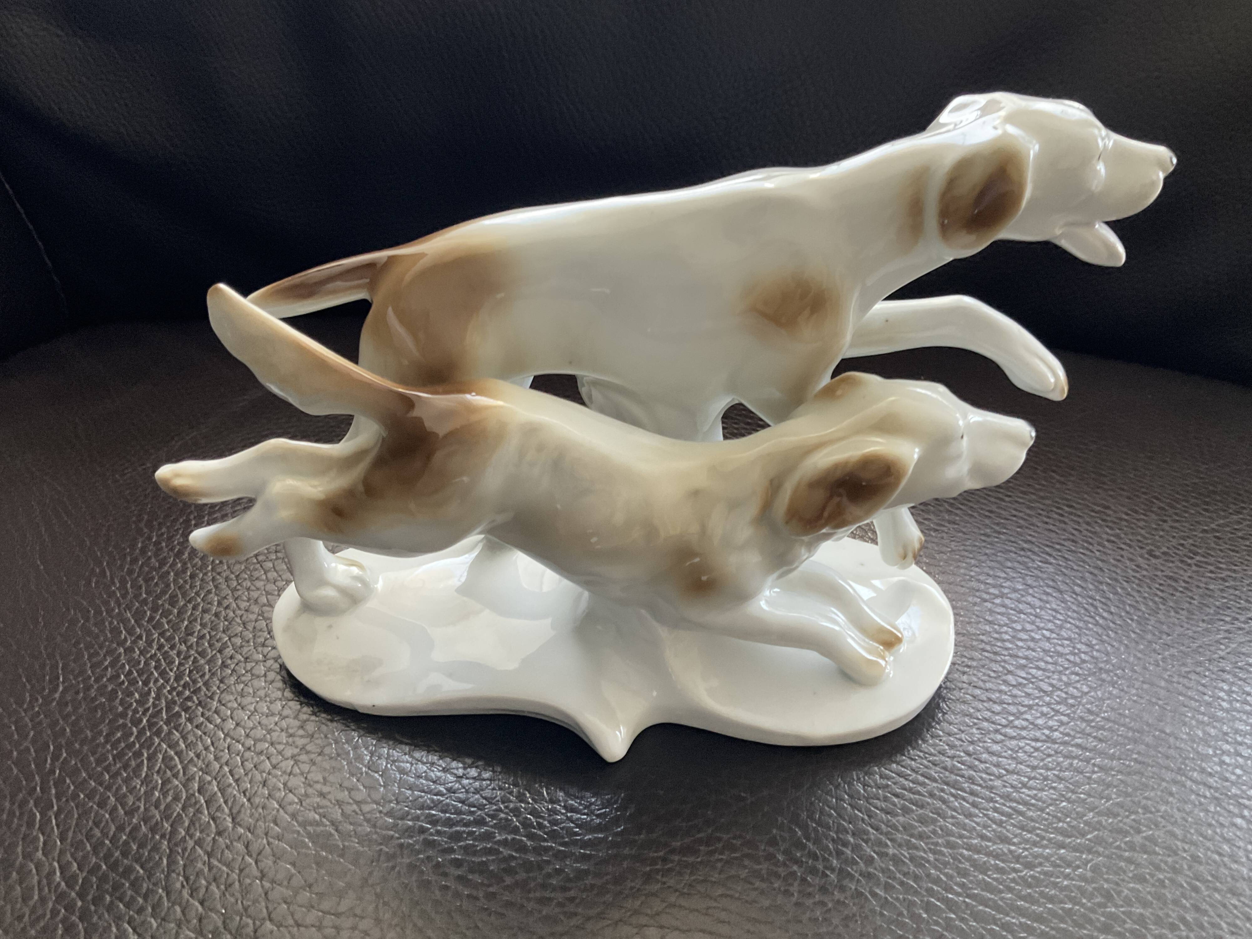 Porcelain figurine of two dogs