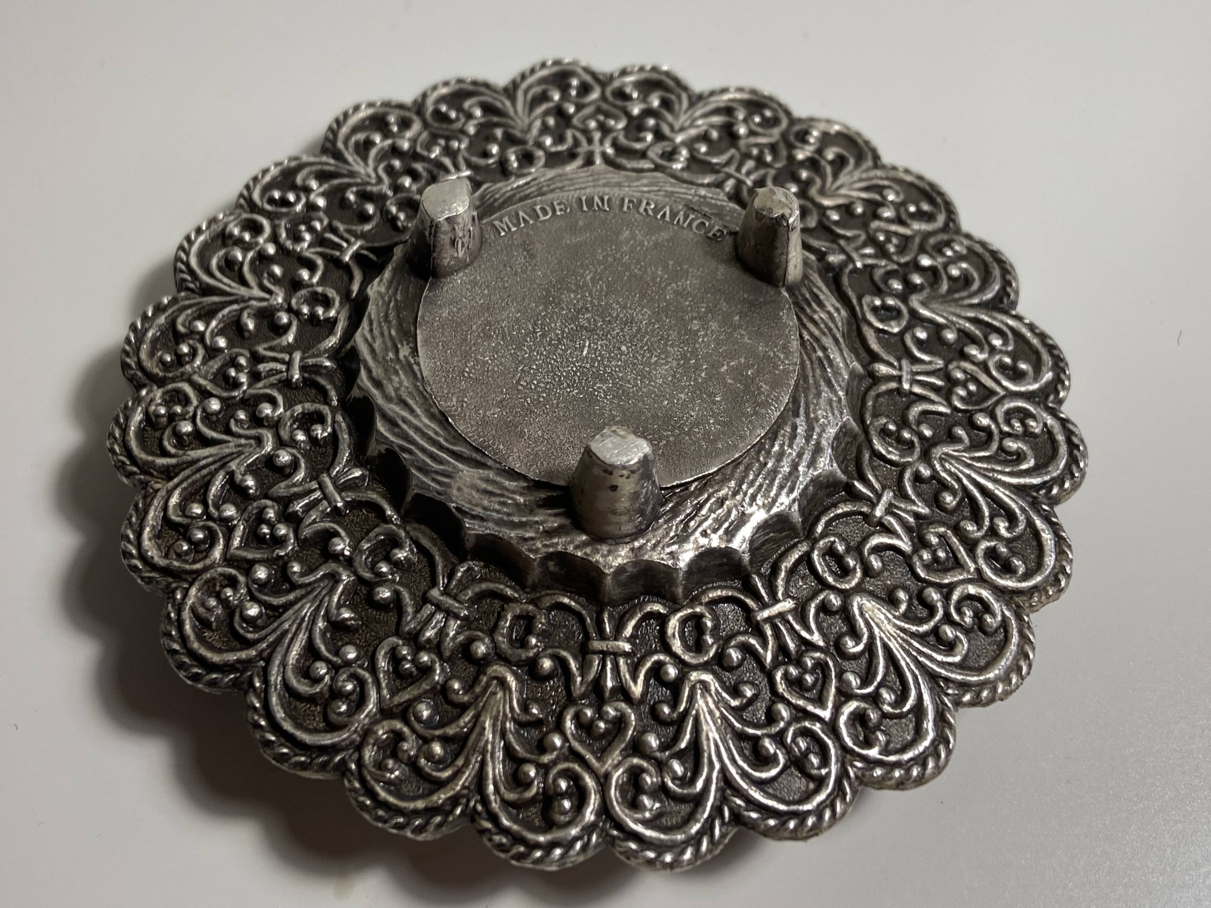 Antique Small Table Candlestick Holder Silver Plated Bronze Chiseled France