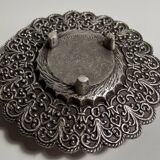 Antique Small Table Candlestick Holder Silver Plated Bronze Chiseled France