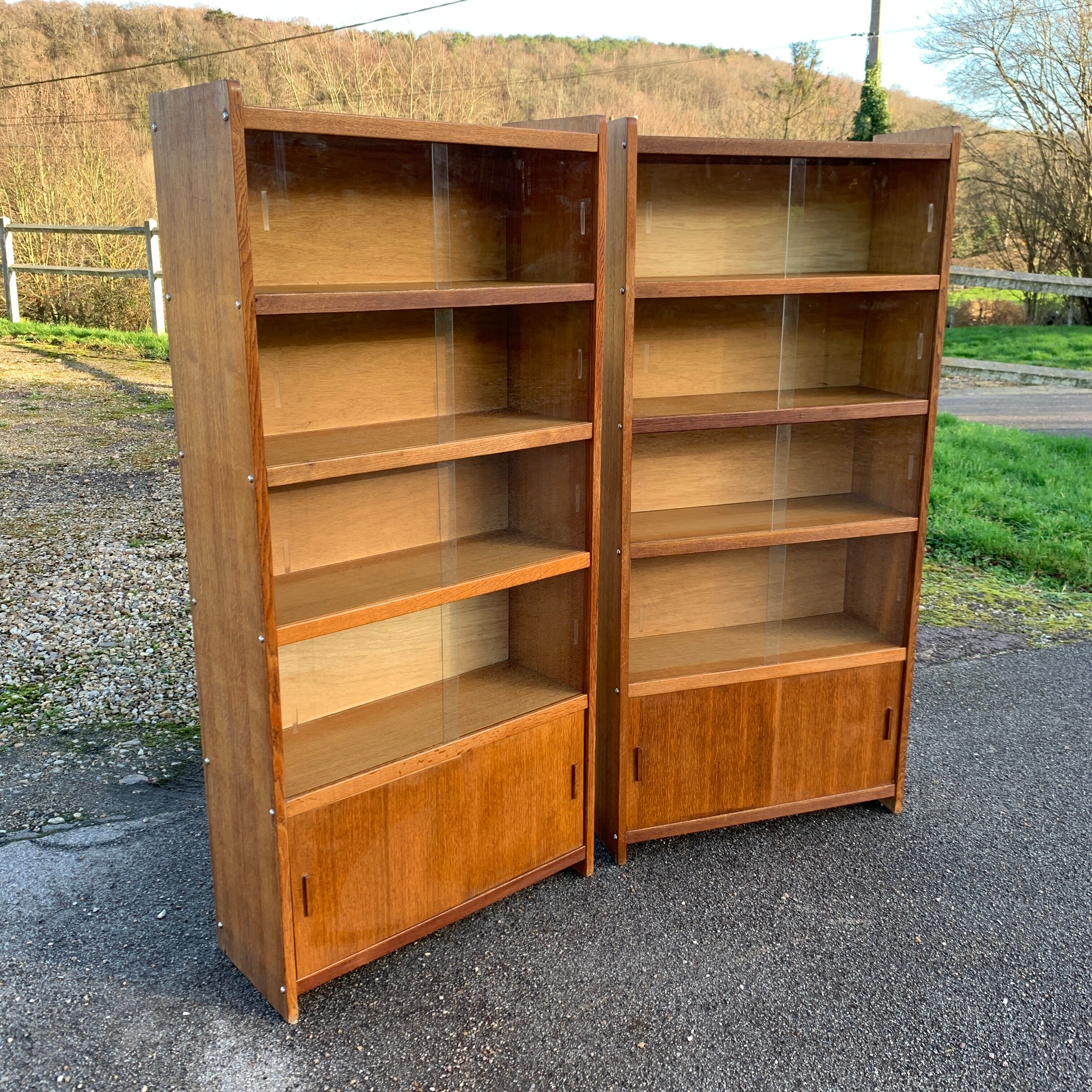 Pair of vintage glass shelves libraries