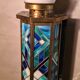 Lampe vitrail, art deco ecadrement laiton, 60x30