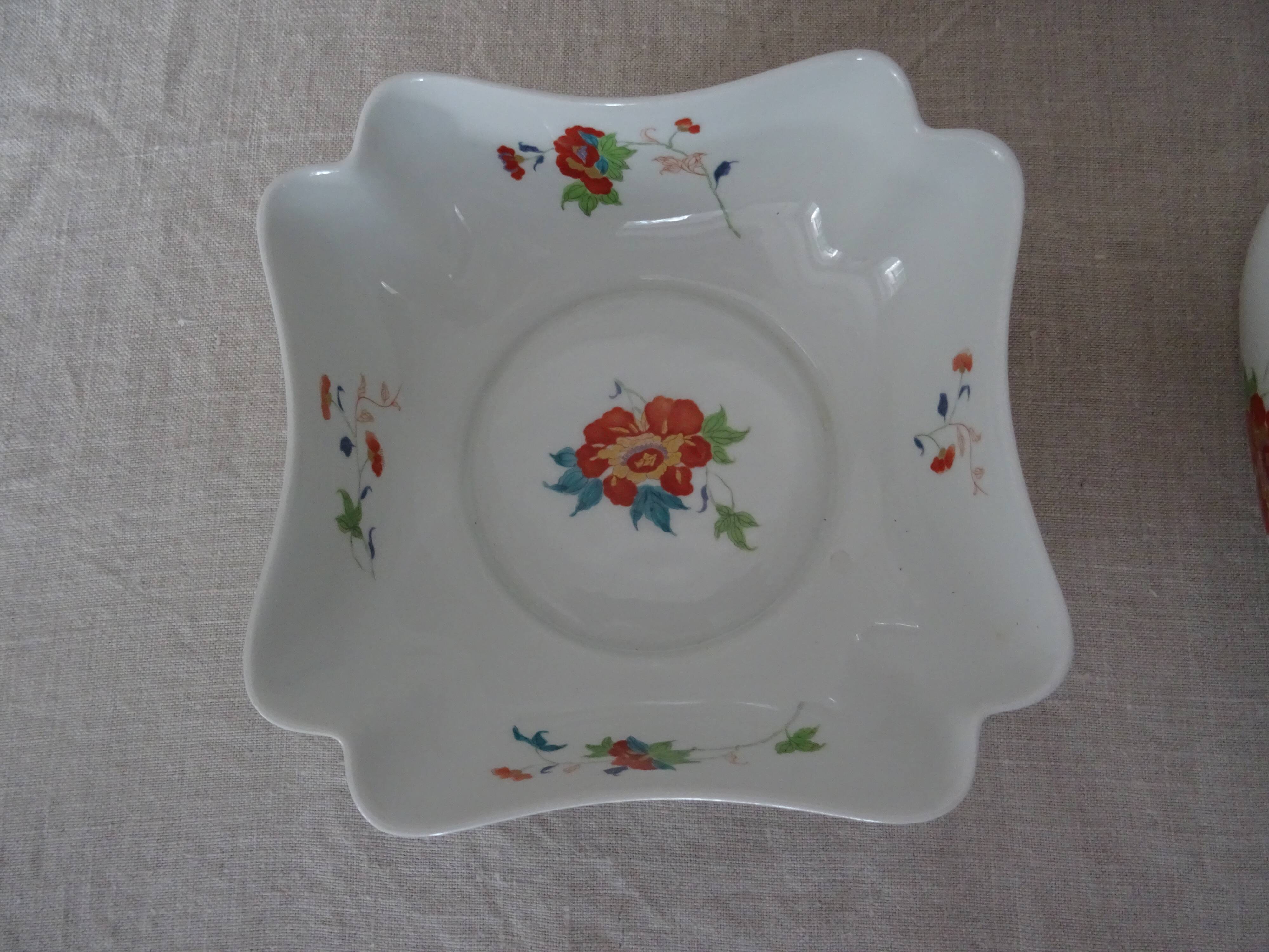 2 salad bowls jattes porcelain Limoges Raynaud & cie Japanese decoration enhanced gold