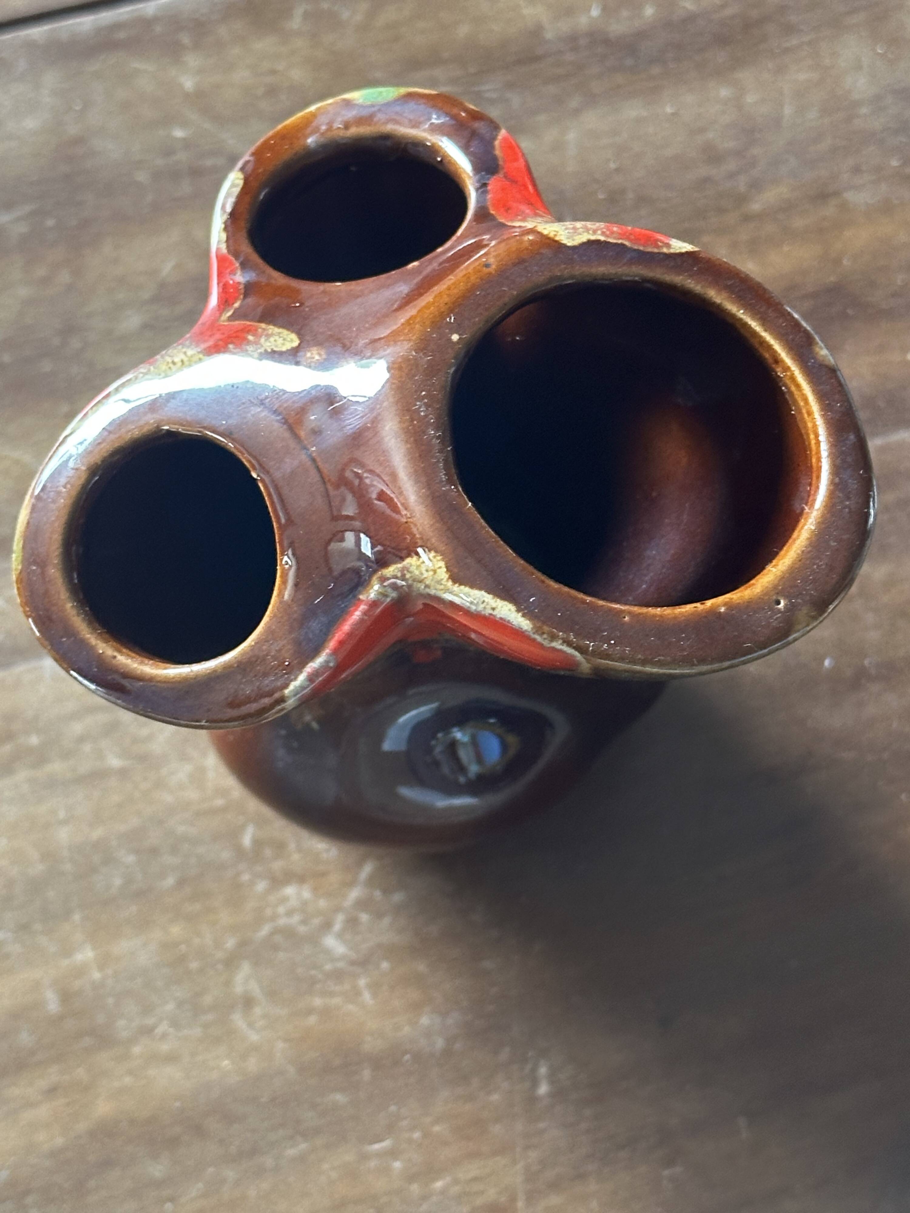 Vintage TriFlore Vase, Vallauris Ceramic, H 16 cm