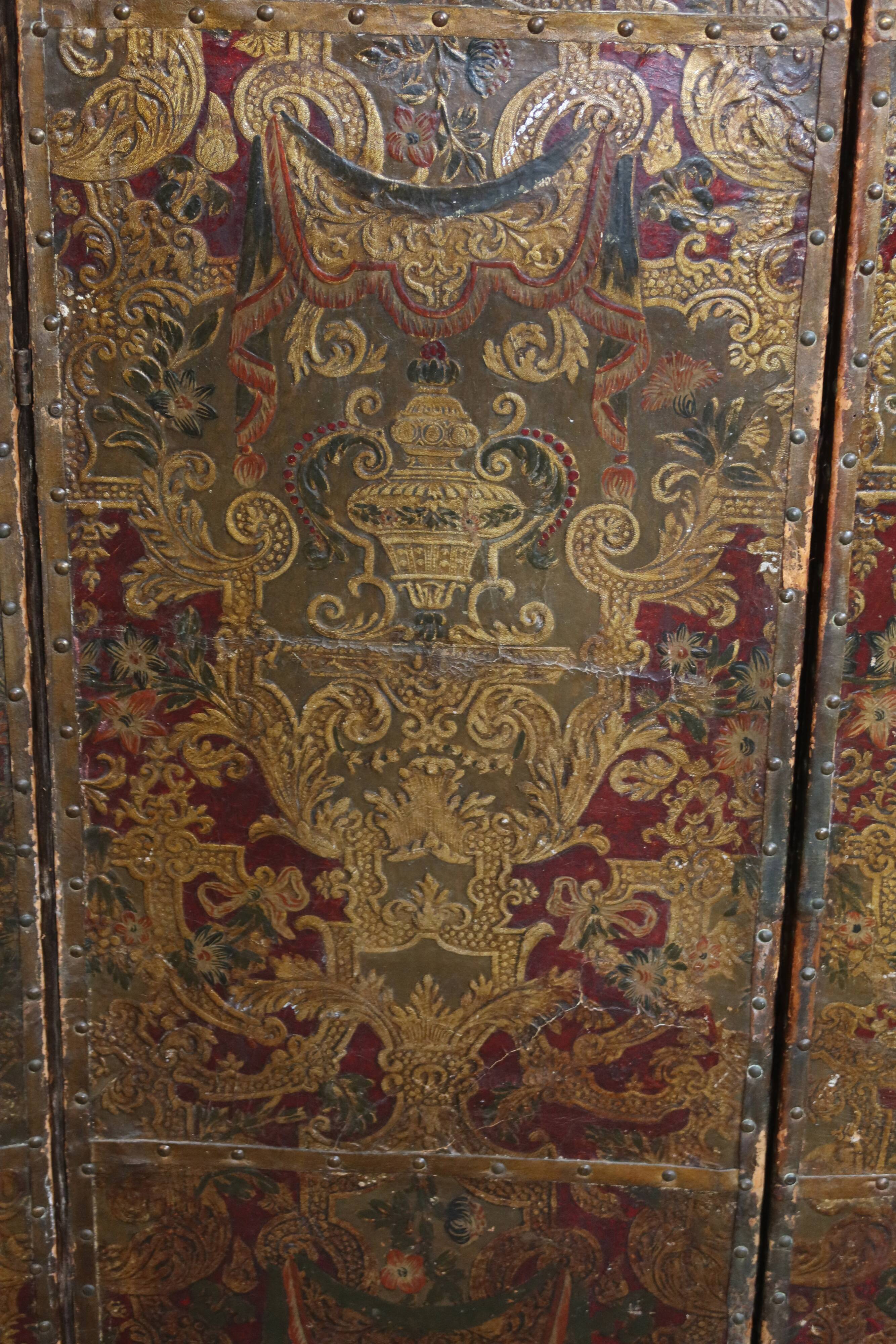 17th-century Cordoba leather screen