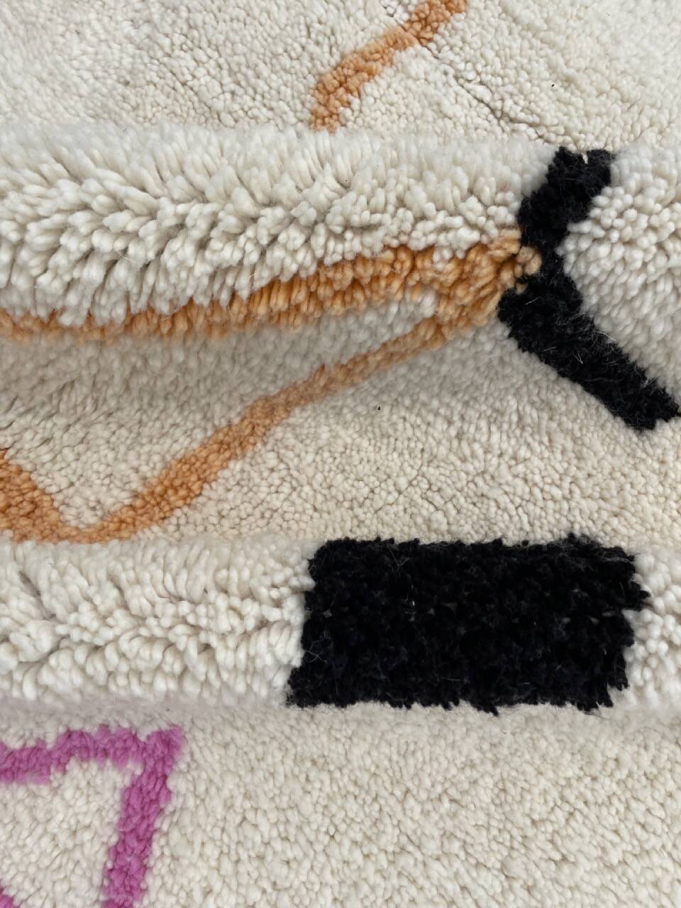 Large Contemporary Modern Abstract Face Rug, Handwoven in Wool